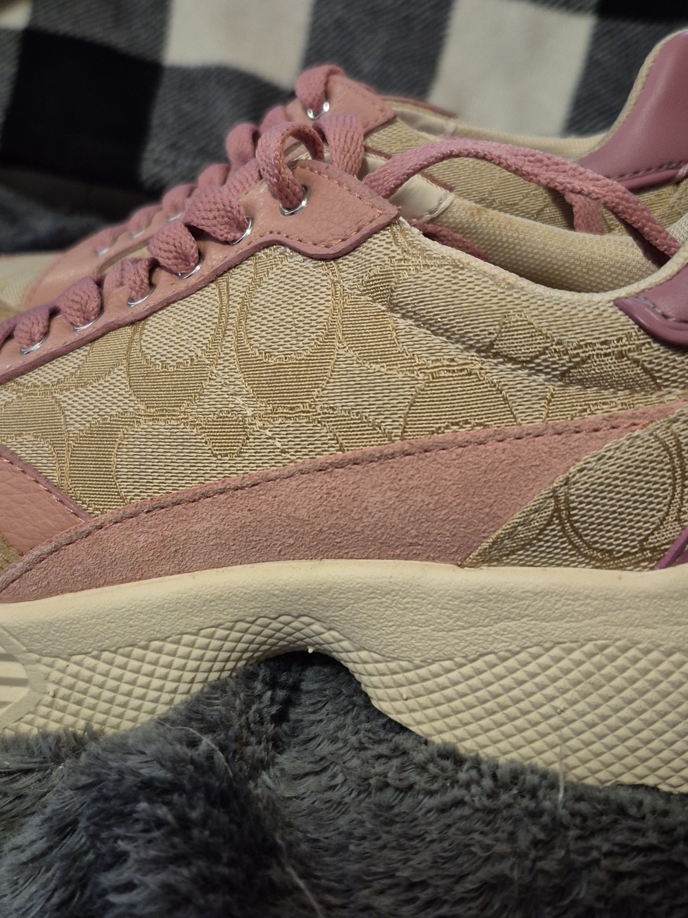 Coach Pink and Tan Logo Panel Sneakers - Picture 8 of 9
